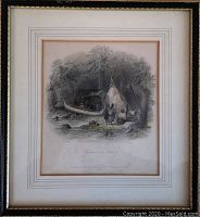 Framed full view of the vintage engraving artwork in its frame.