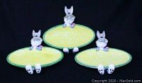 Set of three Bugs Bunny ceramic corn shaped serving plates clearly showing overall shape, design, and condition of plates