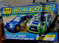 Front of Scalextric Rally Pro Championship box showing 4x4 branding and rally car artwork