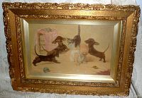 Full frontal view of the gilt wood framed painting