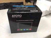 Box of Atoto Year Series SA102 Starter in-car entertainment system model YS102SL showing branding and icons for functions.