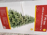 Box of a 7 foot polyethylene artificial Christmas tree