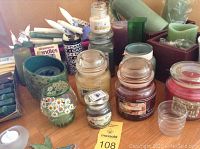 Overview of candles, taper candles, tealights, and various candle holders from multiple angles.