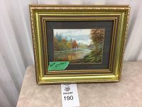 Framed painting showing the full artwork and frame.