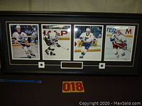 Full view of the framed photo collage showing all four images and plaques