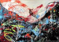 Front view of painting showing full abstract composition