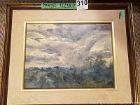 Front view of painting with frame and mat