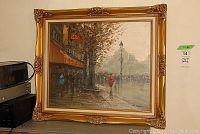 Frontal view of the framed painting showing overall composition.