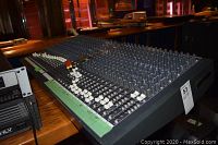 Angled view of entire mixing console on table