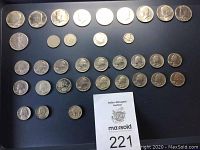 Full view of the U.S. old coins laid out on a black tray showing all items in the lot.