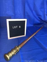 Full length view of walking stick and lot sign