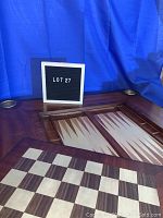 Removed top panels showing backgammon and chess boards inside tabletop