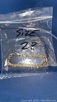 Silver men's bracelet size 22 in a clear plastic bag labeled 'Size 22'.