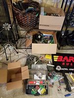 Overall view of assortment in boxes and basket (basket not included)