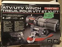 Box front showing product name and image of ATV/UTV winch with 3500lb line pull rating.