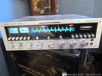 Front view of receiver showing faceplate layout, knobs and meters