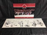 Wooden Team Canada photo plaque with team group photo and red maple leaf design above.
