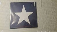 Front view of Neil Young vinyl album with a large white star on a dark blue background, inside a plastic protective sleeve.