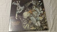 Front cover of 'Never for Ever' vinyl by Kate Bush showing detailed whimsical and fantasy artwork with a dancing figure and creatures.