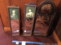 Set of three trumeau mirrors side-by-side showing sizes and styles