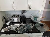 Overview of all kitchen items on countertop