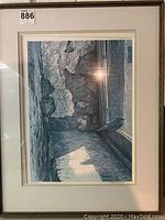 Full view of framed print showing mat and frame