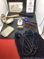 Overview of all items arranged on black and red background