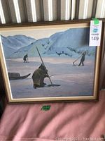 Full view of framed painting showing complete scene and condition