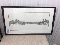 Front view of framed artwork showing entire composition, mat, and frame