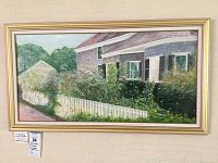 Full view of the framed oil painting showing the overall scene and signature.