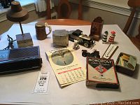 Panoramic view of all items on table showing complete lot