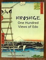 Front cover of the book featuring ukiyo-e inspired artwork with title 'Hiroshige One Hundred Views of Edo'