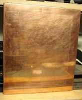 Front side of copper plate with engraved map of Southeastern Quebec