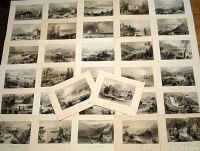 Overview photo of all 32 Bartlett prints laid out, showing the full collection and condition overall.