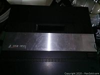 Top view of vintage Atari 5200 console showing metal strip with logo and model number
