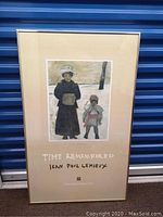 Full view of the framed print showing the artwork of two figures and the matting with text.