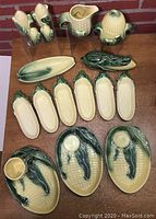 All ceramic corn-pattern serveware pieces displayed on table