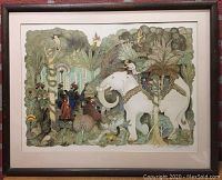 Full view of lithograph print showing the artwork, frame, and signature.