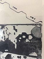 Close-up image of abstract art section and date handwritten on the artwork 1974.