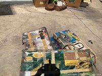 Original boxed Northline Freight Rider train set with taped repairs.