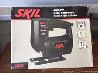 Skil jigsaw box showing model 4225, 3.2 amp, 3200 strokes per minute specifications