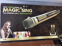 Box front showing Magic Sing digital wireless karaoke branding and model ET18K