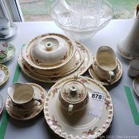 Partial collection of Grindley China and punch bowl with cups shown on table