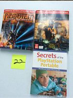 Three Prima's Official Strategy Guides by Joel Durham Jr: Requiem Avenging Angel, Outcast for PC and Secrets of the PlayStation Portable.