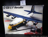 Front view of the model kit box showing the airplane image, Blue Angels paint scheme, and Italeri branding.