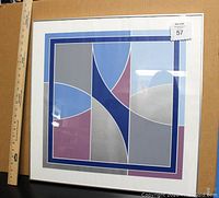 Framed artwork 'Verdian II' by Sidney Guberman, showing full view with ruler for scale.