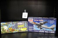 Two original sealed plastic model kits in their boxes: Minicraft 1:144 USAF KC-135E and Polar Lights "Mummy's Chariot" glow in the dark kit.