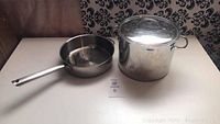 Overview of sauté pan and stockpot side by side