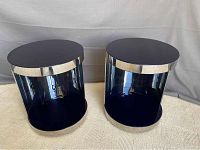 Front view of both tables side by side on neutral backdrop