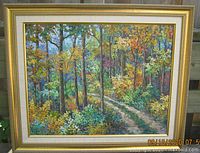 Full front view of framed painting outdoors